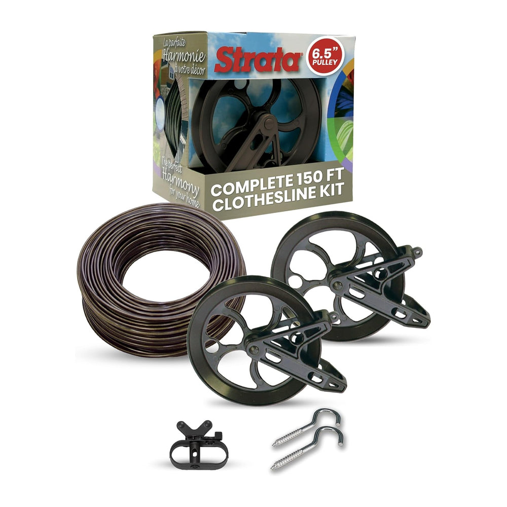 STRATA Heavy-Duty Clothesline Kit, 150 ft Steel Cable, Aged Bronze