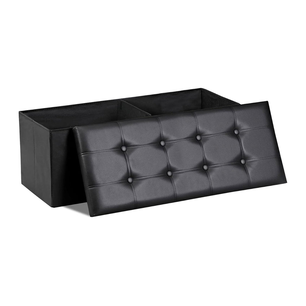 SUPER DEAL 43 Inch Folding Storage Ottoman Bench, Faux Leather Storage Chest ...