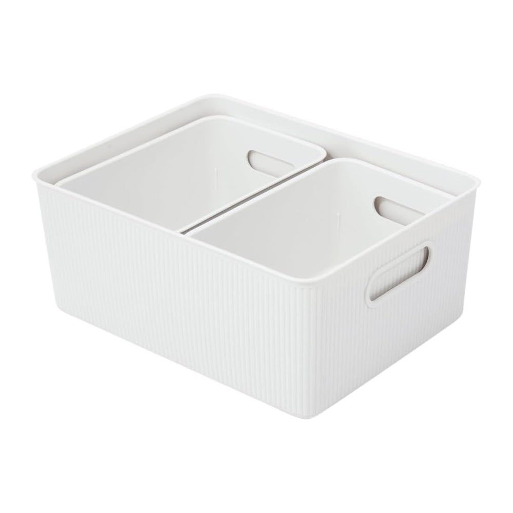Superio Decorative Plastic Basket Open Home Storage Bins Organizer, White (Se...