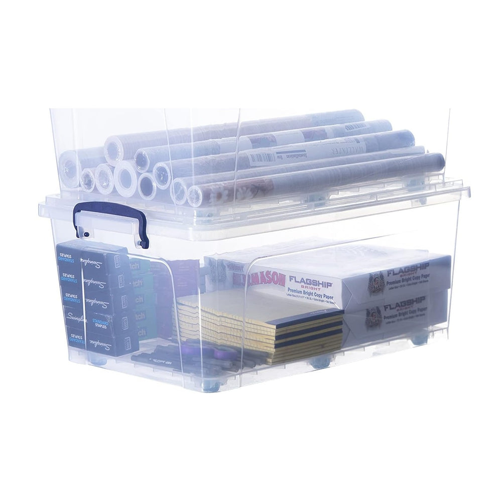 Superio Storage Bins with Lids, Stackable Totes, BPA Free, Odor Free, Organizer