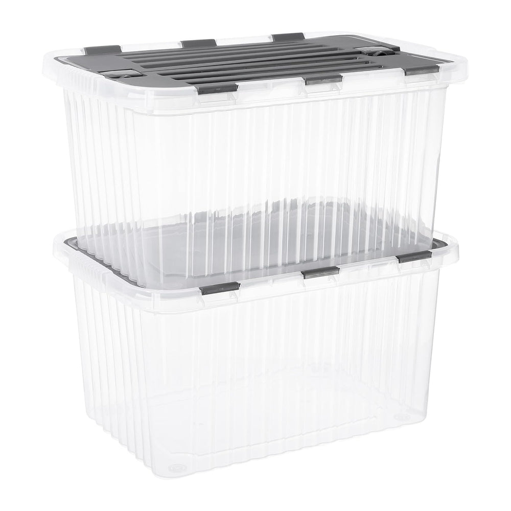 Superio Storage Bins with Lids, Stackable Totes, BPA Free, Odor Free, Organizer