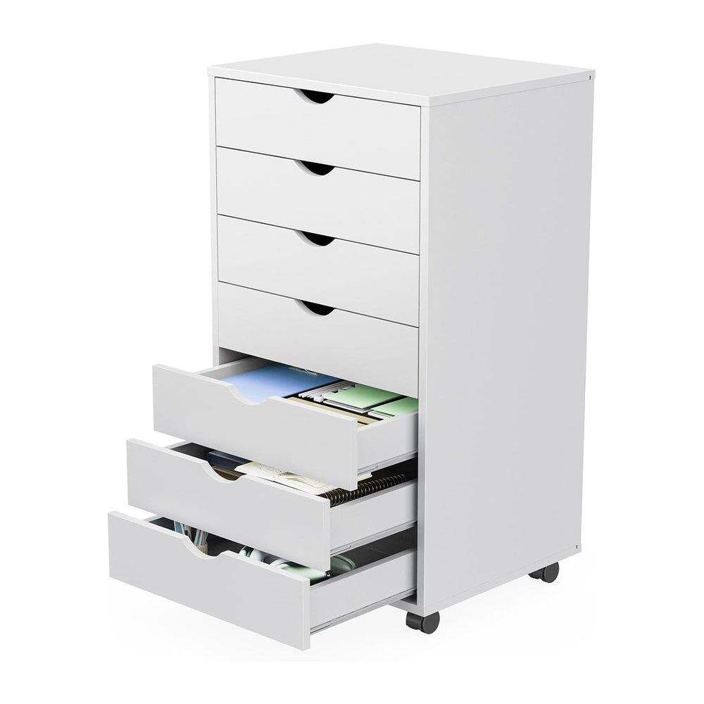 Sweetcrispy 7 Drawer Rolling Storage Cabinet, Wood Under Desk Mobile Dresser ...