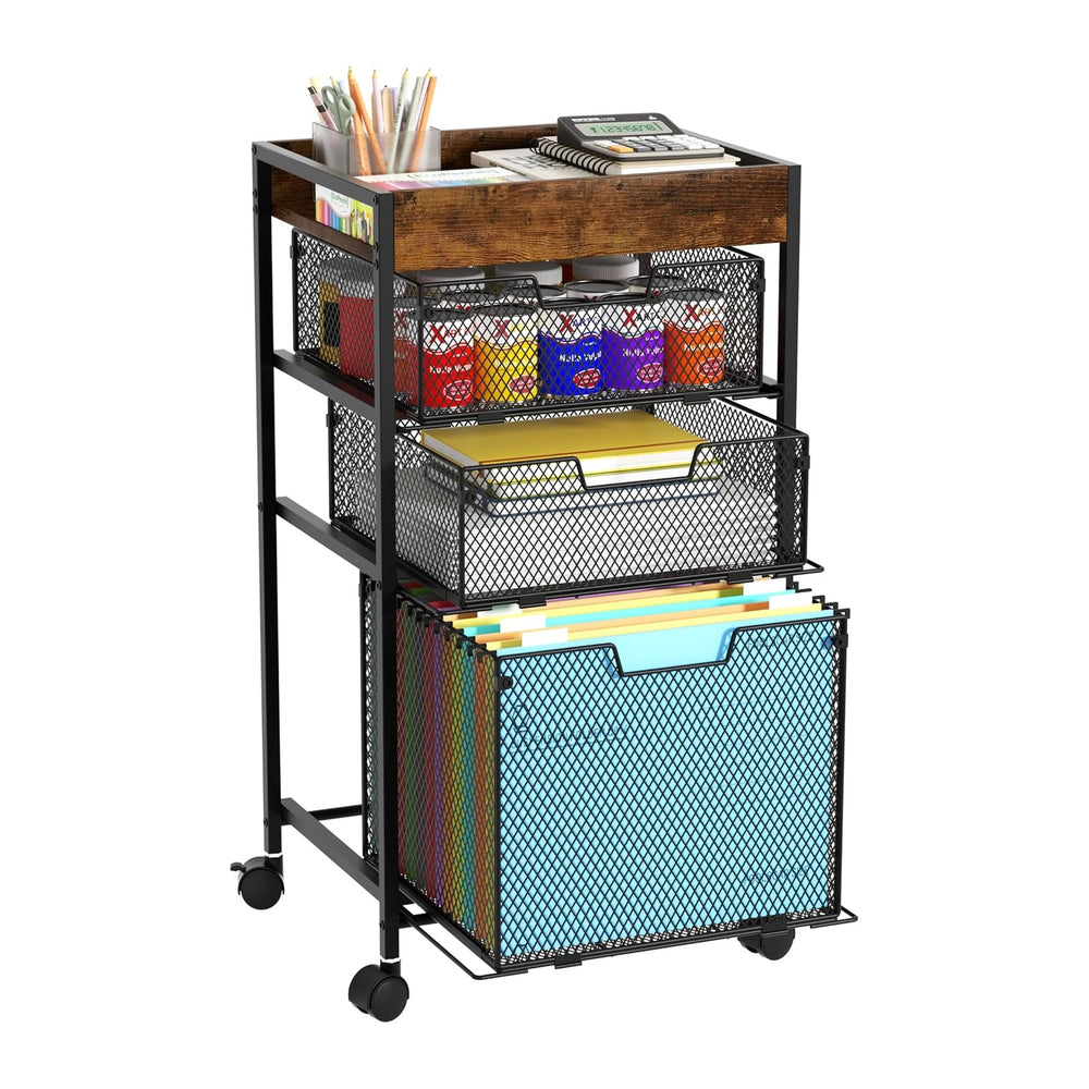 SWTYMIKI Rolling File Cart with Drawers - 4 Tier Under Desk Storage Craft Rol...