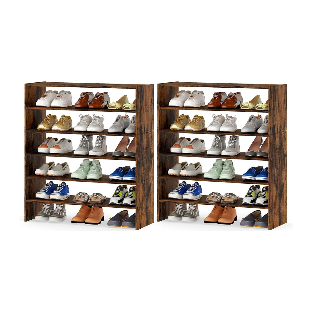 Tangkula 6-Tier Stackble Vertical Shoe Rack, Space Saving Wooden Corner Shoe ...