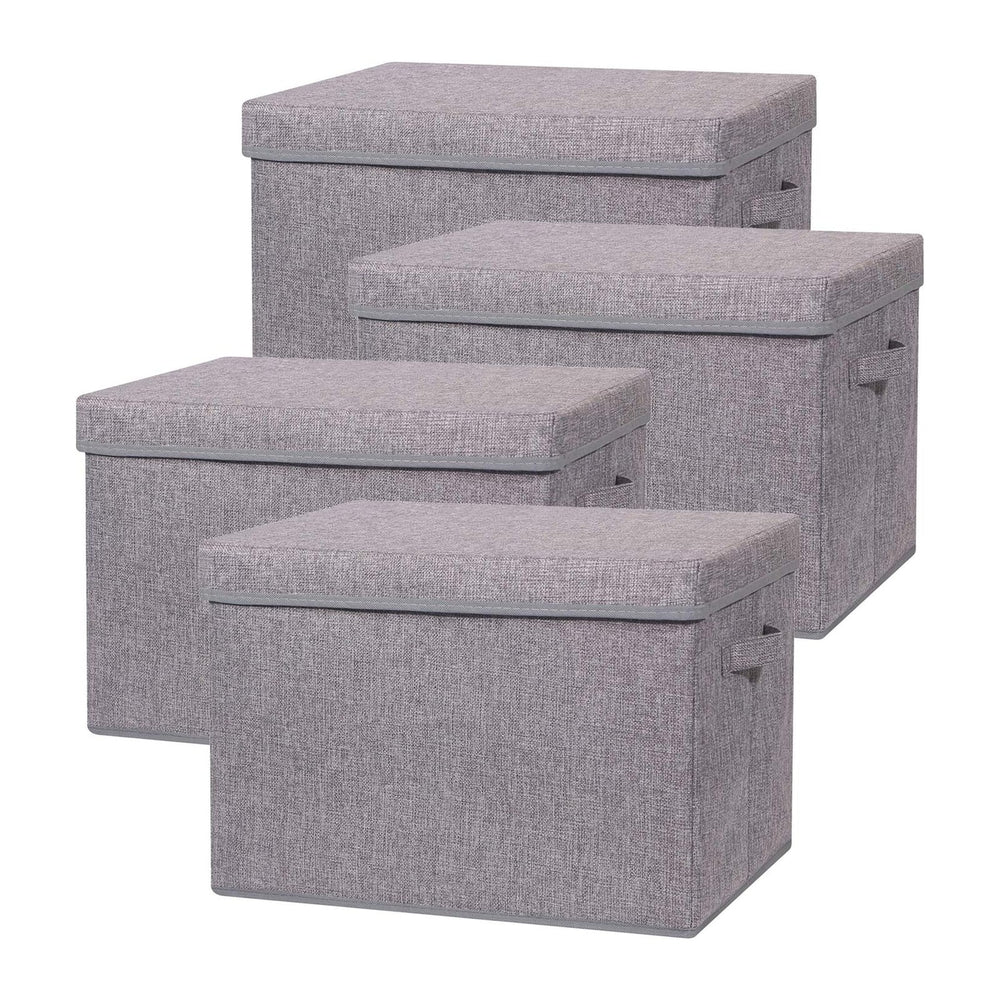 TENABORT 4 Pack Large Foldable Storage Box with Lids Fabric Storage Cube Orga...