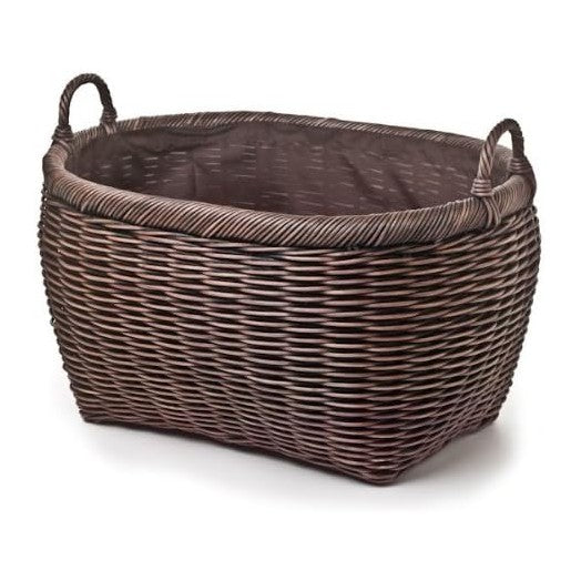 The Basket Lady Oval Wicker Laundry Basket, Walnut Brown