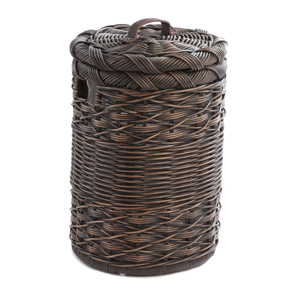 The Basket Lady Small Round Wicker Hamper, Walnut Brown
