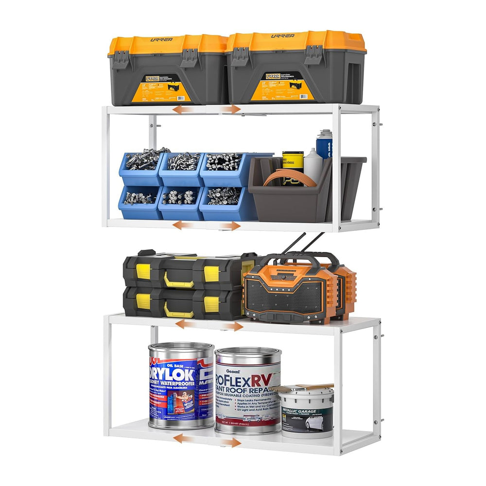 ThreeHio 2 Pack Expandable Garage Shelves Wall Mount, Heavy Duty Garage Wall ...