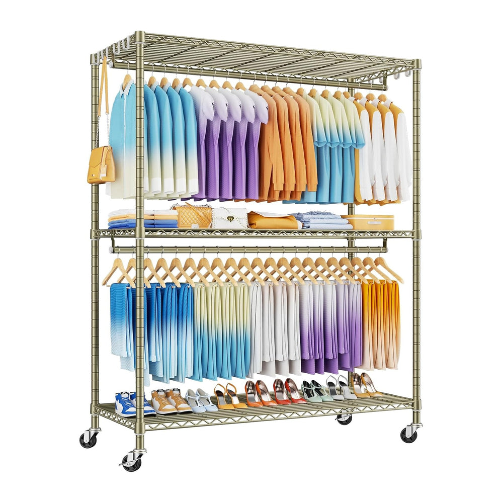 ULIFHOME P8 Max Heavy Duty Clothes Rack(With Extended Width Design) Rolling C...