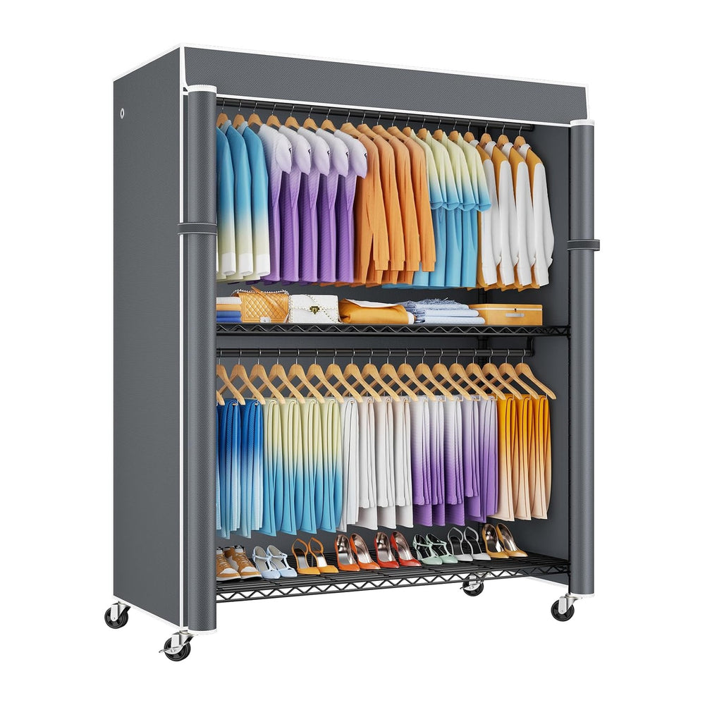 ULIFHOME P8C Max Heavy Duty Clothes Rack(With Extended Width Design) Rolling ...
