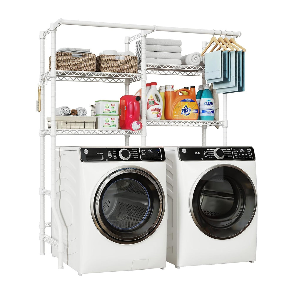 ULIFHOME U14 Over Washer and Dryer Storage Shelves, 4 Tiers Laundry Room Stor...