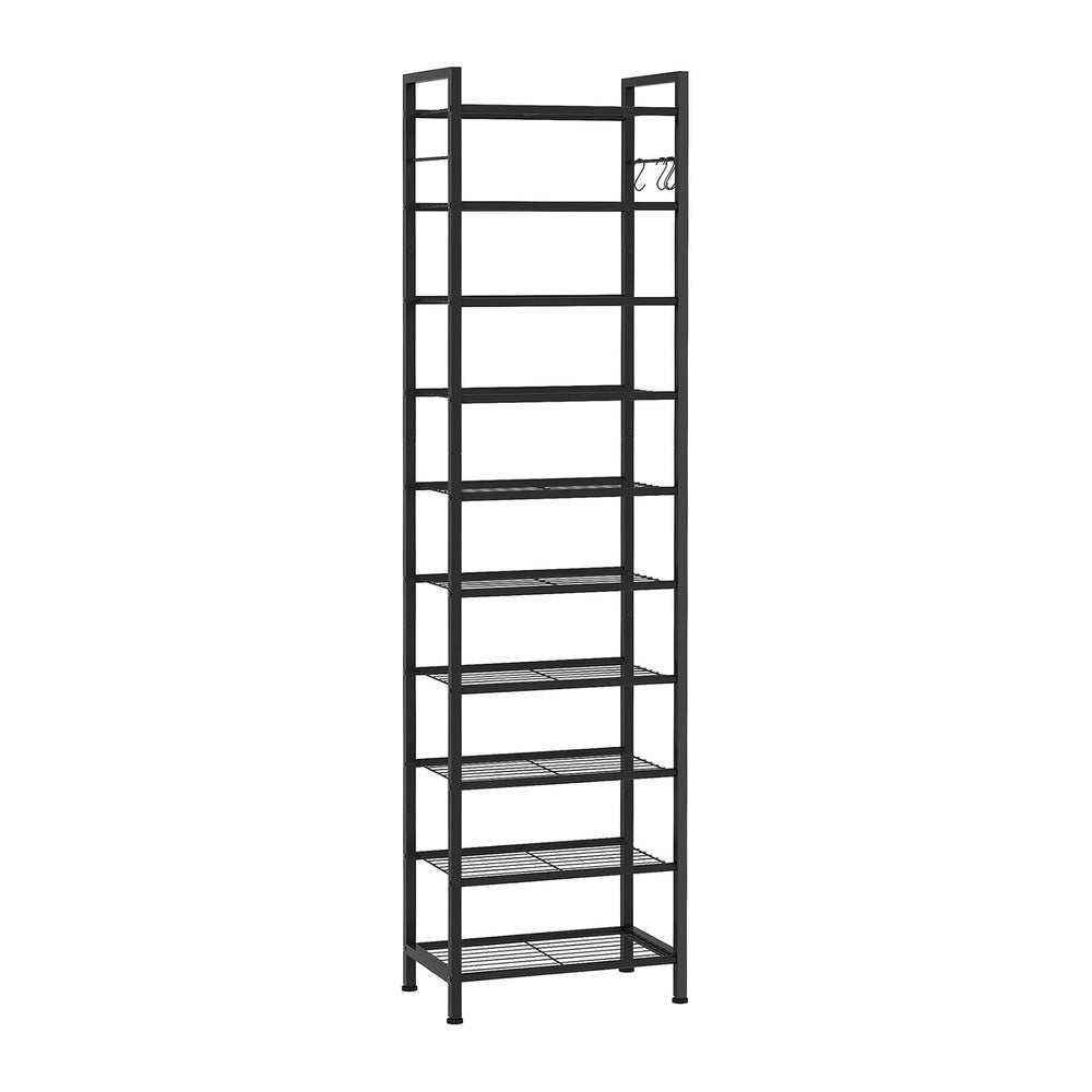 usikey 10 Tiers Narrow Shoe Rack 20-30 Pairs, Sturdy Metal Tall Shoe Rack She...