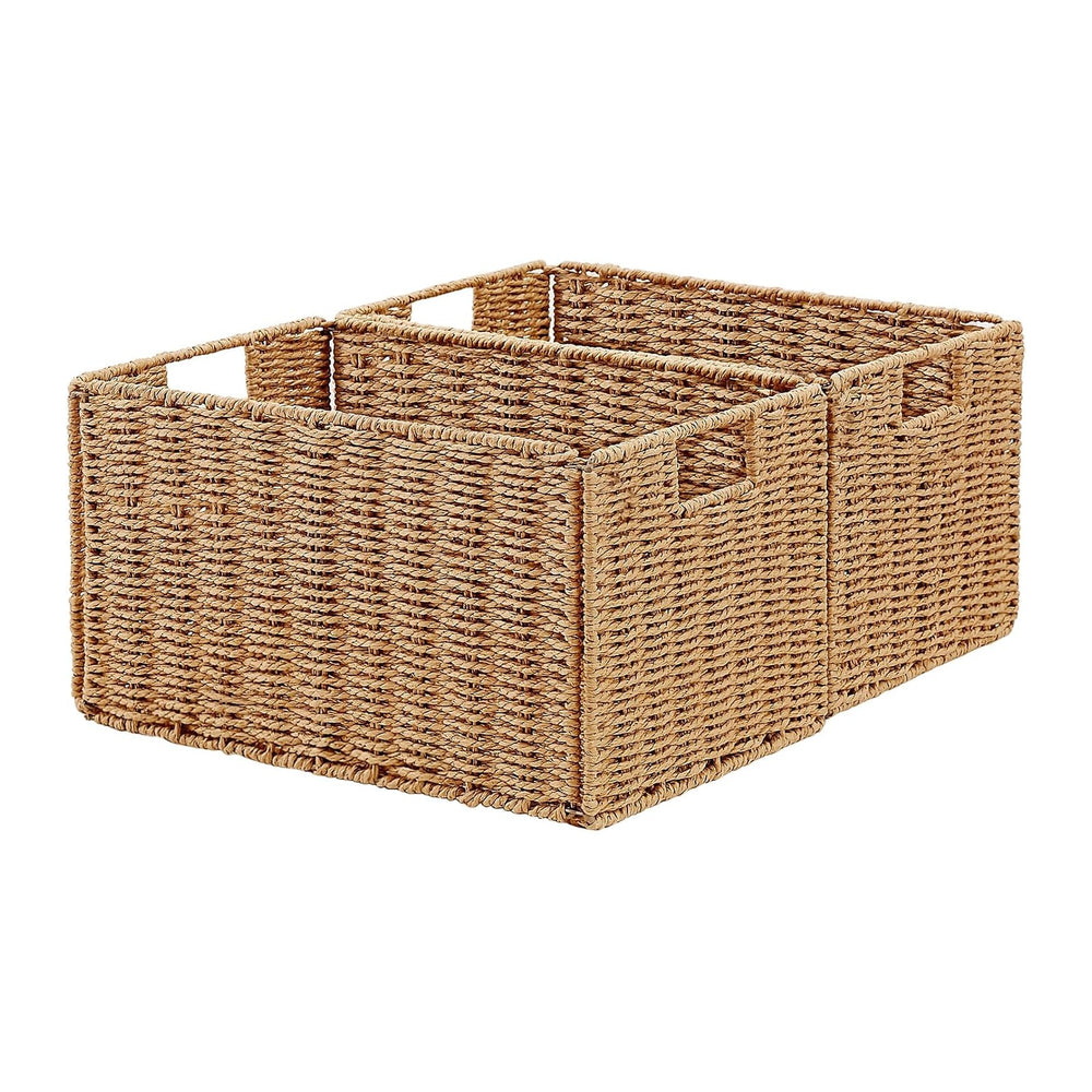 Vagusicc Wicker Storage Basket, Set of 2 Hand-Woven Paper Rope Wicker Basket,...