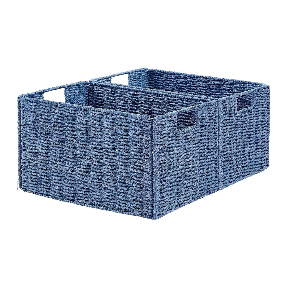 Vagusicc Wicker Storage Basket, Set of 2 Hand-Woven Paper Rope Wicker Basket,...