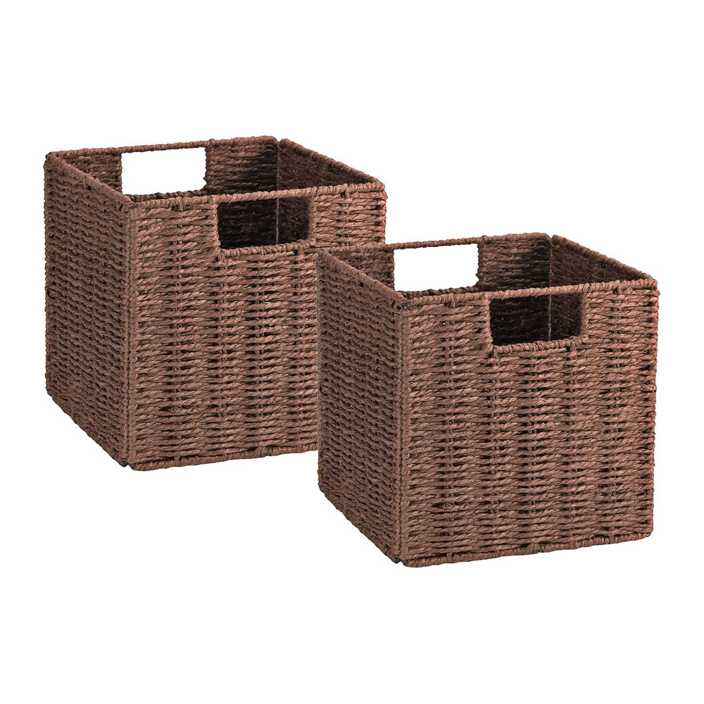 Vagusicc Wicker Storage Basket, Set of 2 Hand-Woven Storage Baskets for Shelv...