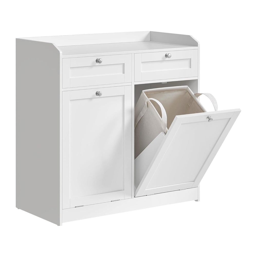 VASAGLE Laundry Cabinet with Tilt-Out Basket, 2 Drawers, 2 Baskets,