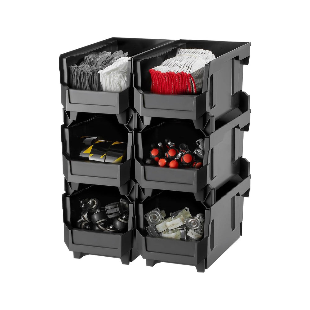 VEVOR Plastic Stackable Storage Bins, 14.8 x 8.5 x 7.1 inch (6 Pack), Plastic...