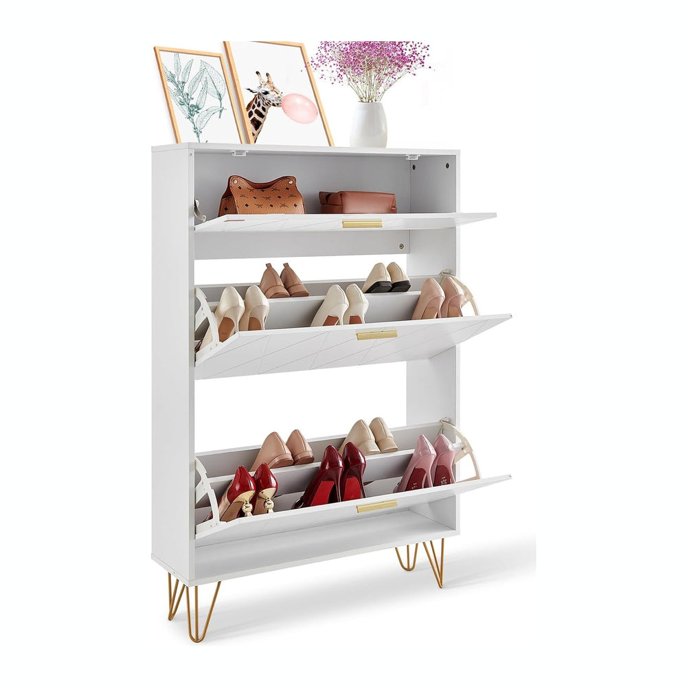 VEVOR Shoe Cabinet with 2 Flip Drawers, Modern Shoes Storage Cabinet with Sto...