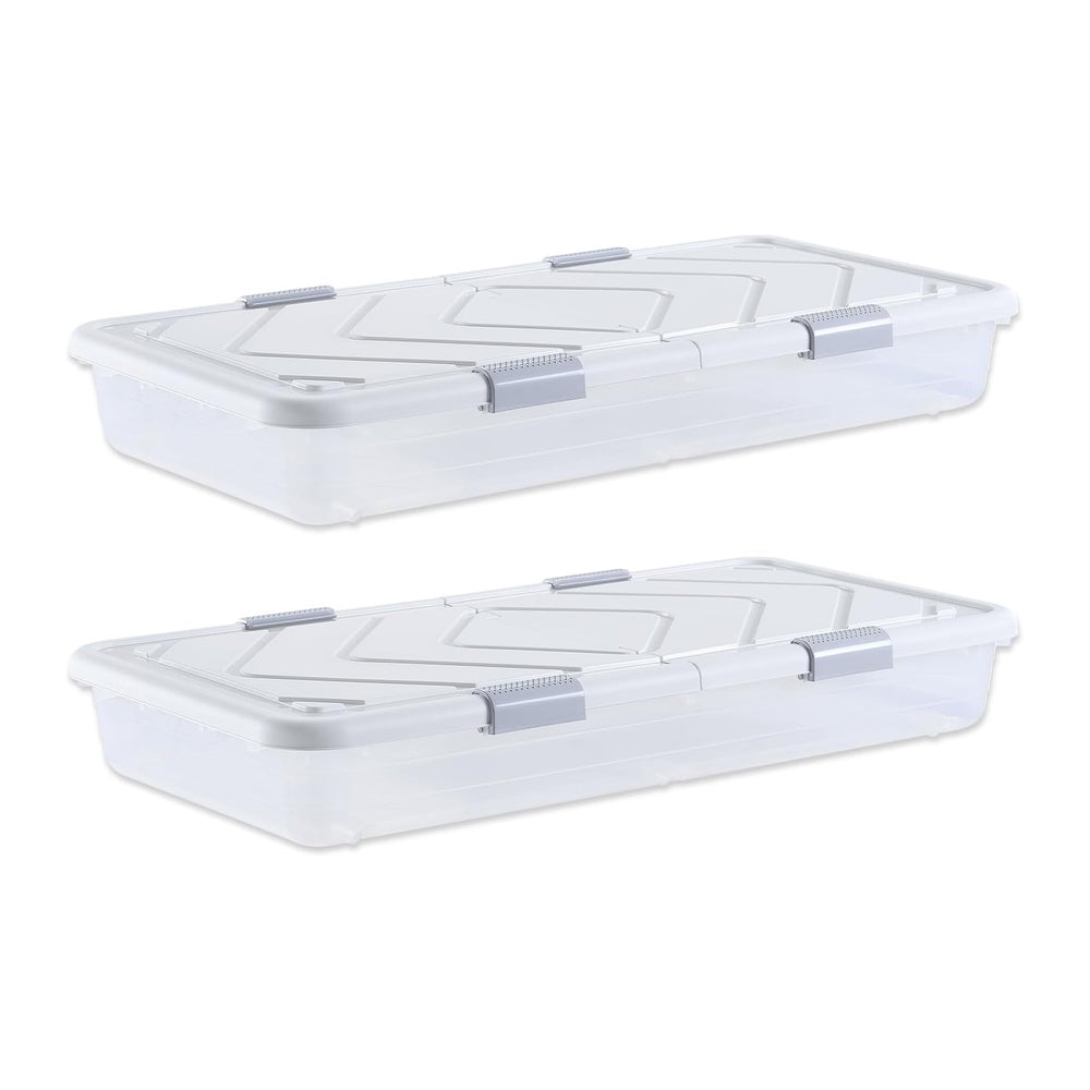 VEVOR Under Bed Storage with Wheels, 39.8 x 20.1 x 5.9 inch Underbed Containe...