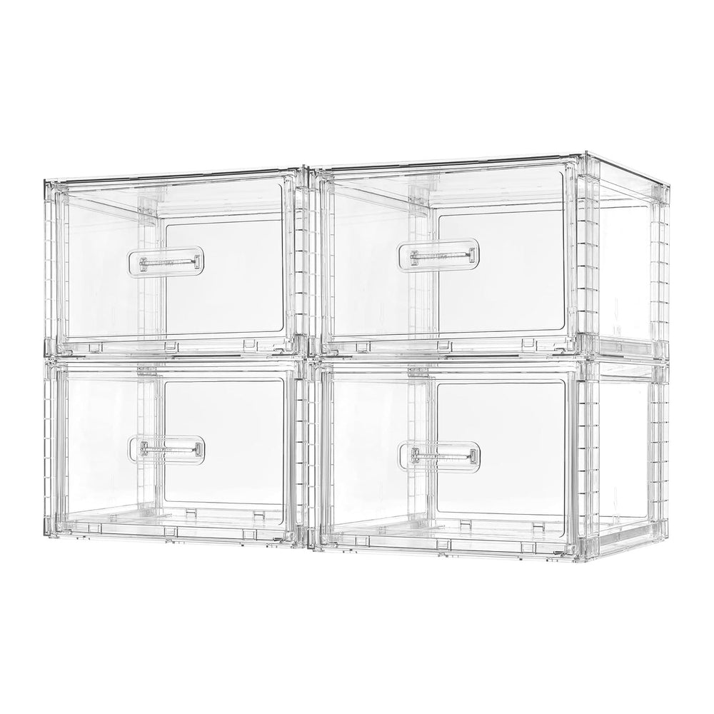 Vtopmart 4 Pack Clear Stackable Closet Storage Drawers 15QT, Medium