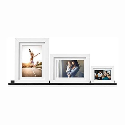 Wallniture Denver 46" Black Floating Shelf for Wall Collage, Picture Led...