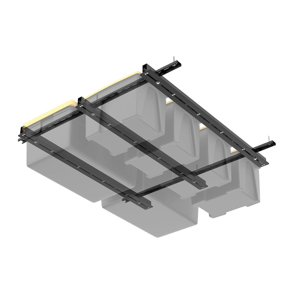 WALMANN Overhead Tote Storage Rails System, Garage Ceiling Bin Storage Rack