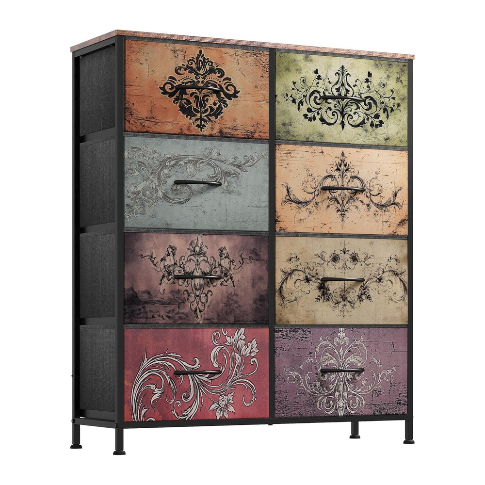 WLIVE 8 Drawer Fabric Dresser for Bedroom, Tall Storage Tower, Pattern