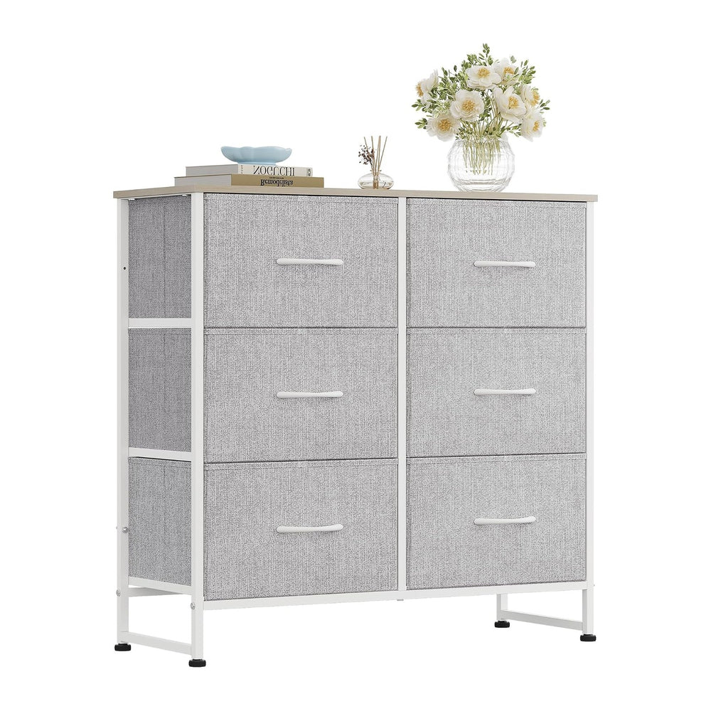 WLIVE Dresser for Bedroom with 6 Drawers, Light Grey