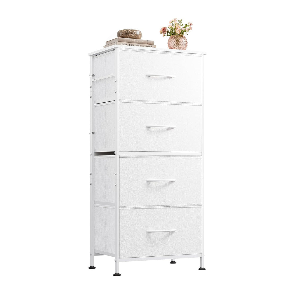 WLIVE Small Dresser Nightstand for Bedroom, 4 Drawers, White