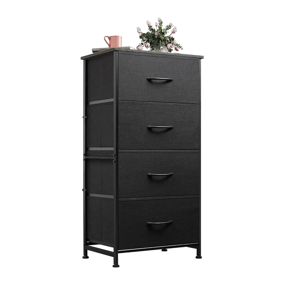 WLIVE Small Dresser Nightstand for Bedroom, 4 Drawers, Charcoal Black