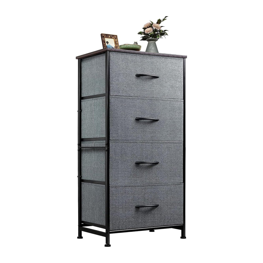 WLIVE Small Dresser Nightstand for Bedroom, 4 Drawers, Dark Grey