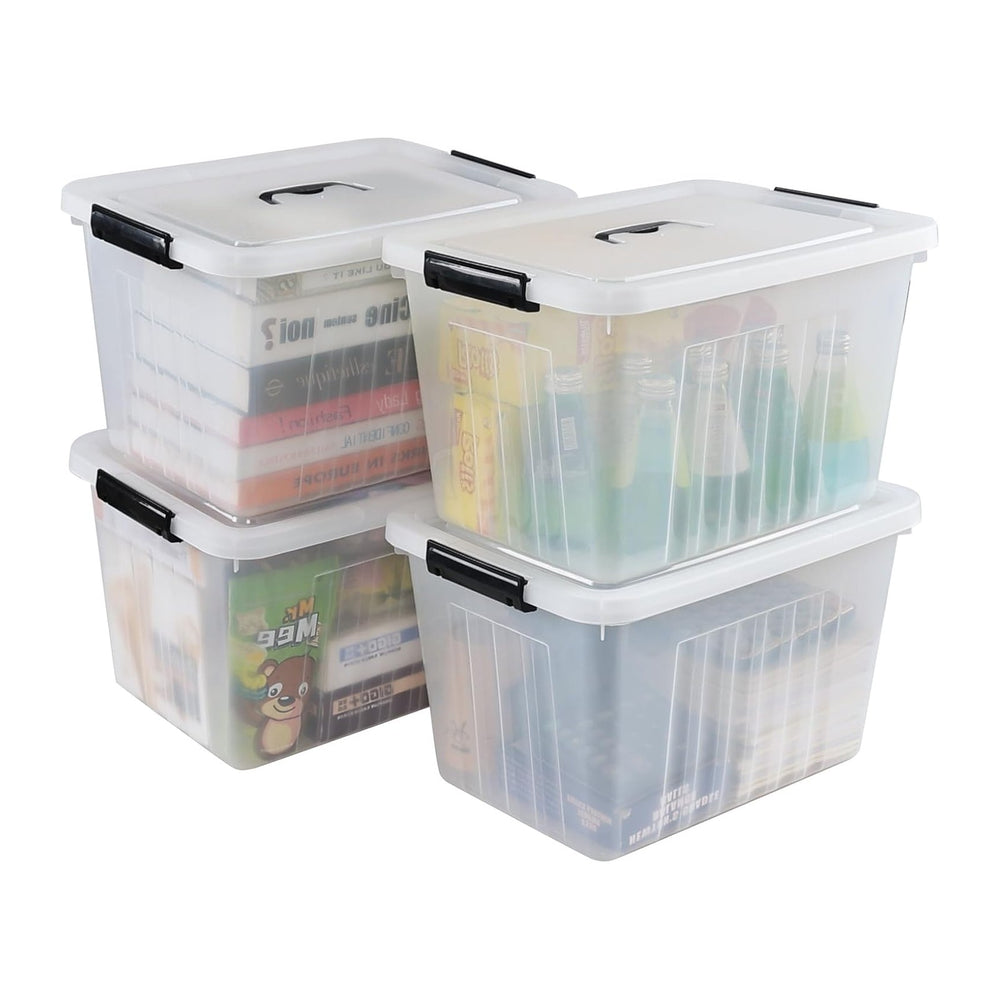 Xyskin 18 Qt Plastic Storage Bins with Lid, 4-Pack Storage Box Stackable