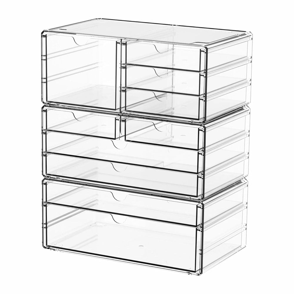 Yieach 3Pack Clear Drawer Organizers Stackable,Acrylic Storage Drawers With 1...