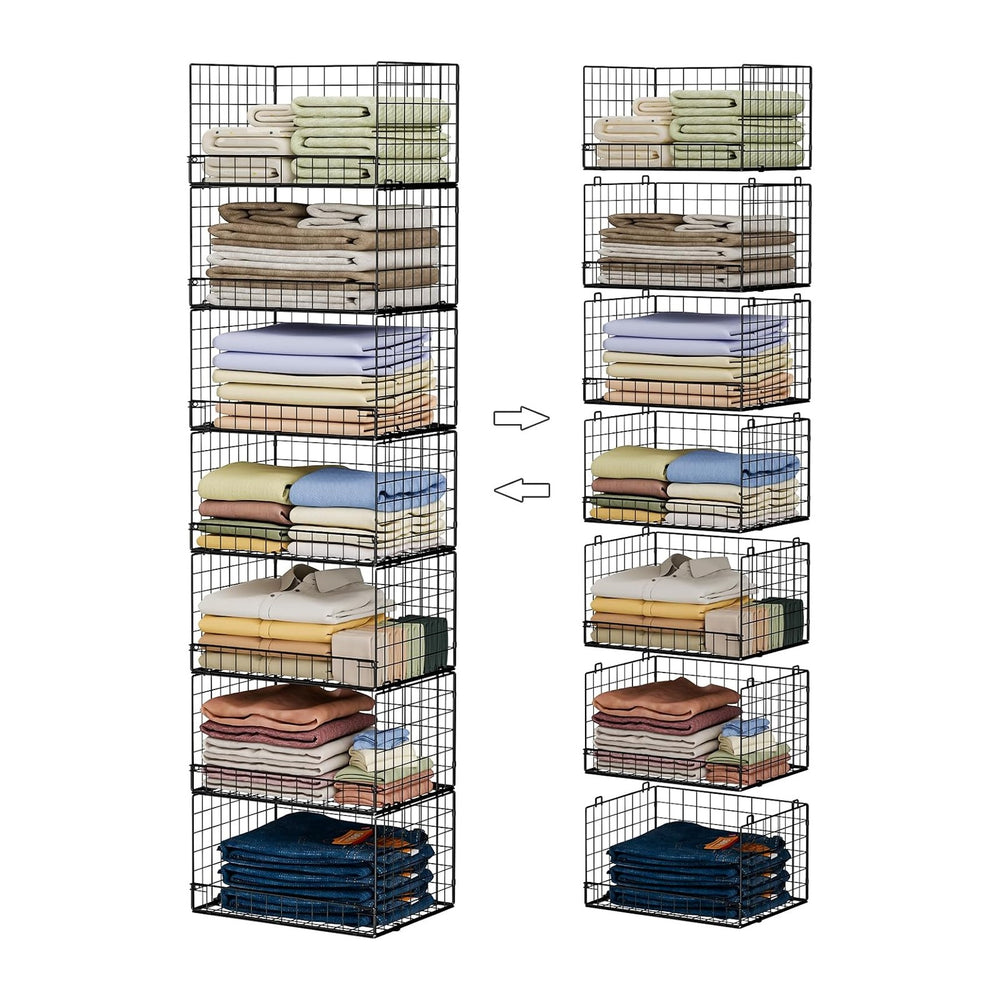 Yociyoga 7-Tier Stackable Closet Organizers and Storage Shelves, Foldable Clo...