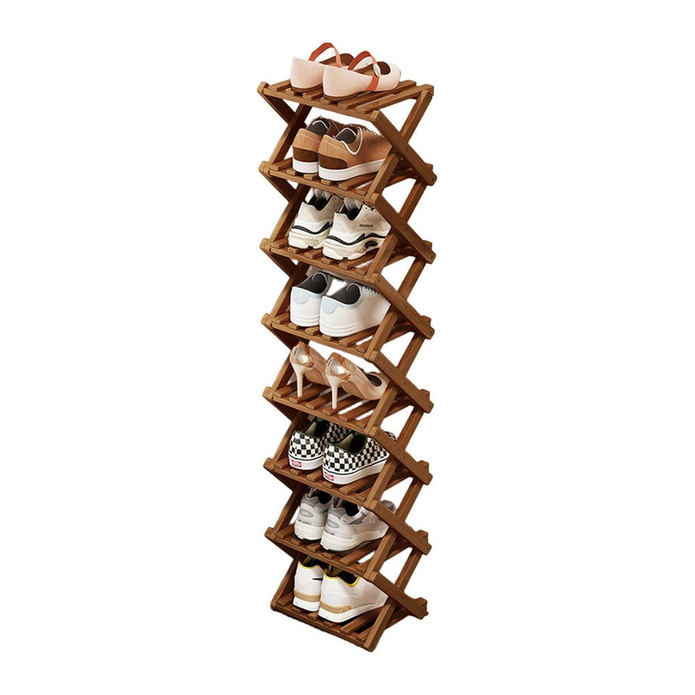 YYW Bamboo Shoe Rack, Foldable Vertical Free Standing Shoe Storage Shelf