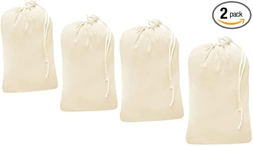 4 Pack - Extra Large Cotton Laundry Bag, Heavy Duty Large Laundry Bags 24 x 36 by QUBA+LINEN