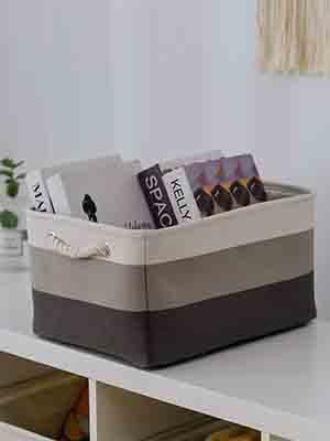 Storage Basket Fabric Sturdy Canvas Storage Bins Organizer - Image 2
