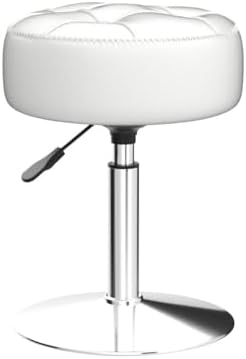 LUE BONA Adjustable Vanity Stool, 360 Swivel Chair for Makeup Room, White Fau...
