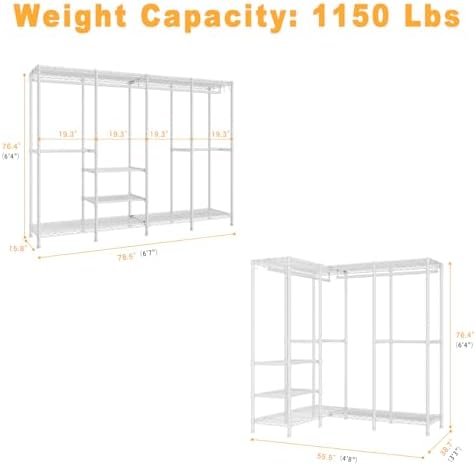 ULIFHOME H41 Clothes Rack, Large Clothing Racks for Hanging Clothes, White