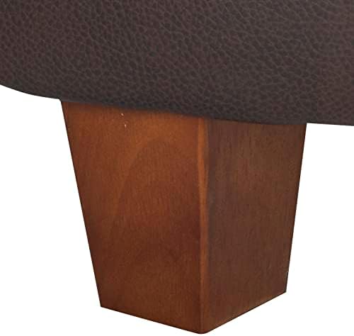 HomePop 24" Round Leatherette Storage Ottoman - Chocolate Brown
