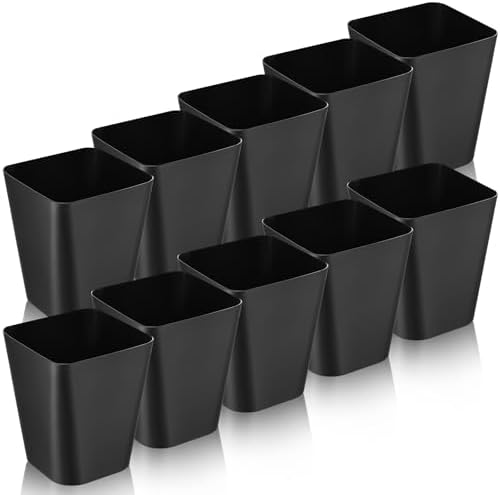 Amyhill 10 Pcs Small Trash Can 2 Gallon Plastic Garbage Can Small Waste Basket for Bathroom Office Kitchen Living Room Bedroom Home Under Desk (Black)