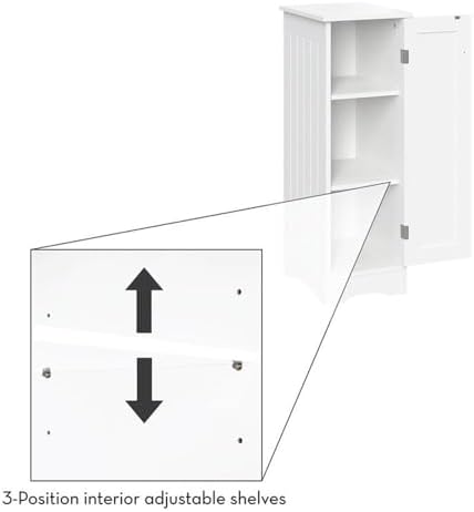 RiverRidge Ashland Single Door Slim Bathroom Storage Cabinet, White
