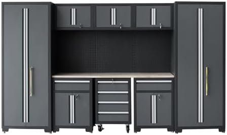 Garage Storage Cabinet System 9-Pcs Workshop Set, Black