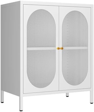 2 Door Accent Cabinet,Metal Storage Cabinet with Adjustable Shelf,Buffet Side...