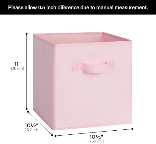 Cupic Cupid 6-Pack 11x11 Storage Cubes, Cube Storage Organizer, Pink | Foldable, Reinforced Front Handle, Holds Clothes, Toys, Blankets and More, Fits Closet, Cube Shelves, Nursery, Bedroom