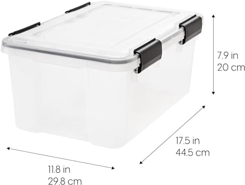 IRIS USA 6-Pack 19 Qt Storage Bins with Gasket Lids, Clear/Black