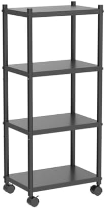 PXRACK Storage Shelves with Rolling Wheels, Adjustable 4 Tier Metal Shelving ...