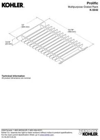 KOHLER K-5542-0 Prolific Multipurpose Grated Rack, Dish Rack, Defrosting Rack...