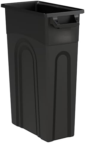 23 Gallon Heavy Duty Narrow Tall Plastic Garbage Container – Black, Space-Saving, Easy Bag Removal, 46lb Capacity
