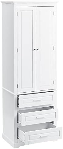 Polibi Tall Storage Cabinet with 3 Drawers, 3-Tier Adjustable Shelves & 2...